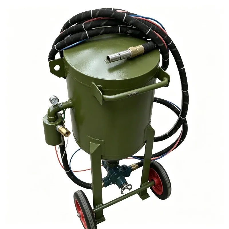 Rust Remove Wet Mobile Sandblaster Pot Manual Sand Blasting Machine Tank Dry Wet Sandblasting Dustless Polishing Low Noise