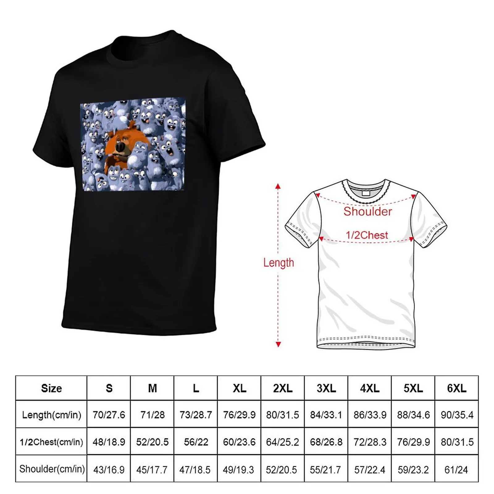 happy Grizzy and Lemmings cartoon T-Shirt, Summer Casual Cotton Tee, Oversized Streetwear Tops, Vintage Graphic Print