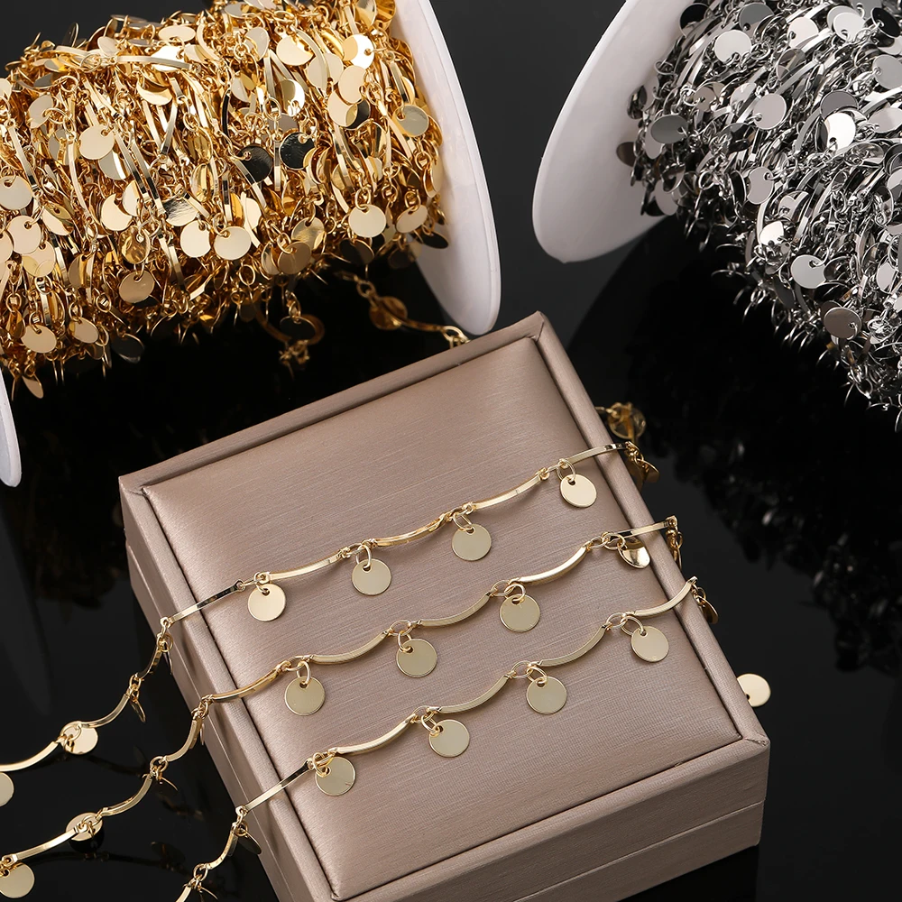 

1 метр 14 К/18 К позолоченная латунь 6 мм диск подвеска-цепочка для браслета ручной работы ожерелье материал DIY ювелирные аксессуары