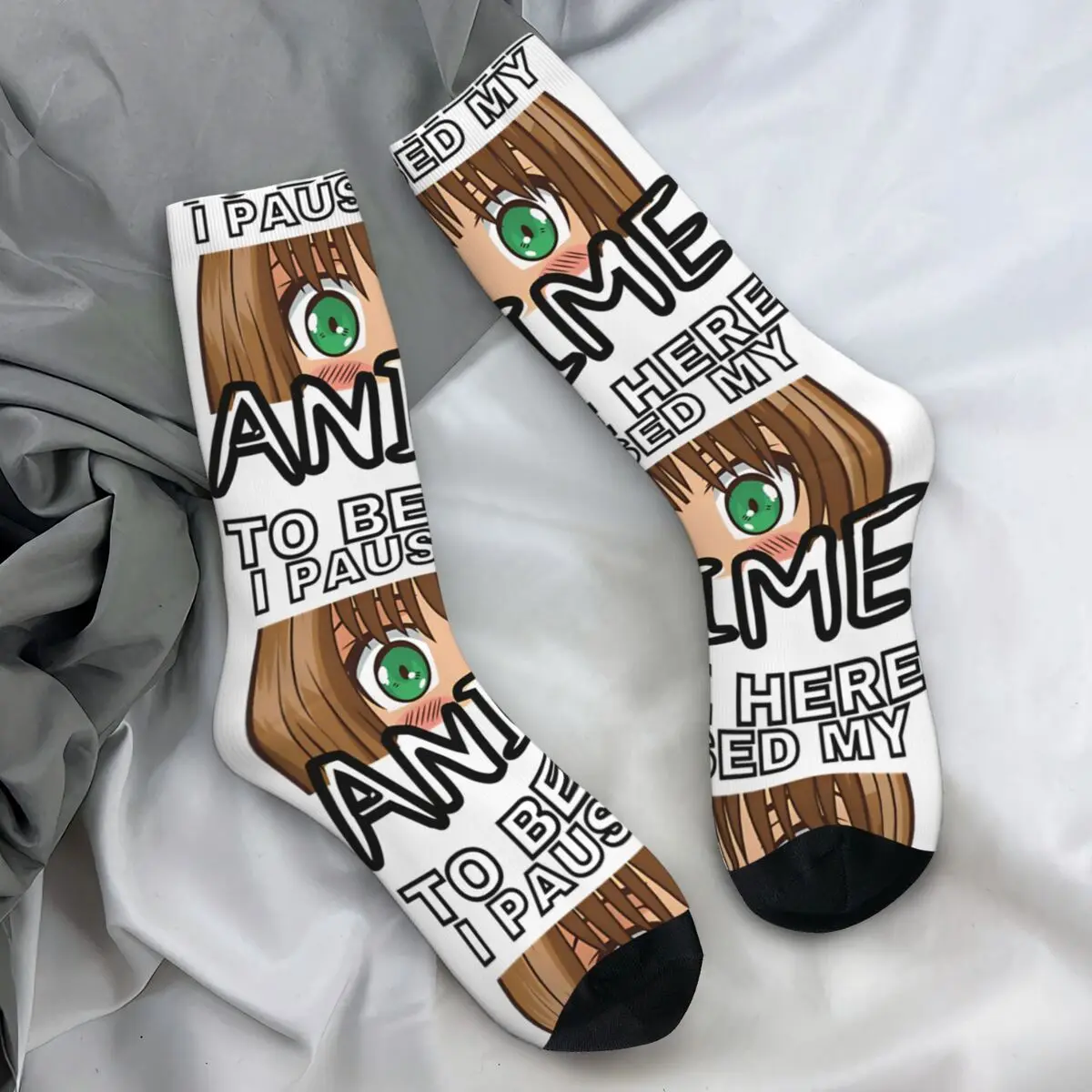 

I Paused My Anime To Be Here Socks Harajuku Stockings Winter Non Skid Couple Socks Comfortable Pattern Running Sports Socks