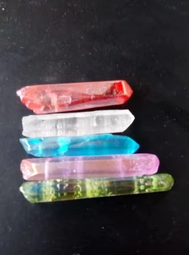 5pcs POWERFUL RAINBOW AURA LEMURIAN SEED QUARTZ CRYSTAL POINT