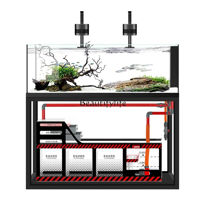 Native stream tank fish tank stainless steel bottom filter household large landscaping aquarium