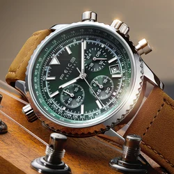 FEICE Men's Quartz Watch Leather Fashion Luxury Quartz Wrist Watches Waterproof Sport Watches for Men Chronograph Luminous Watch