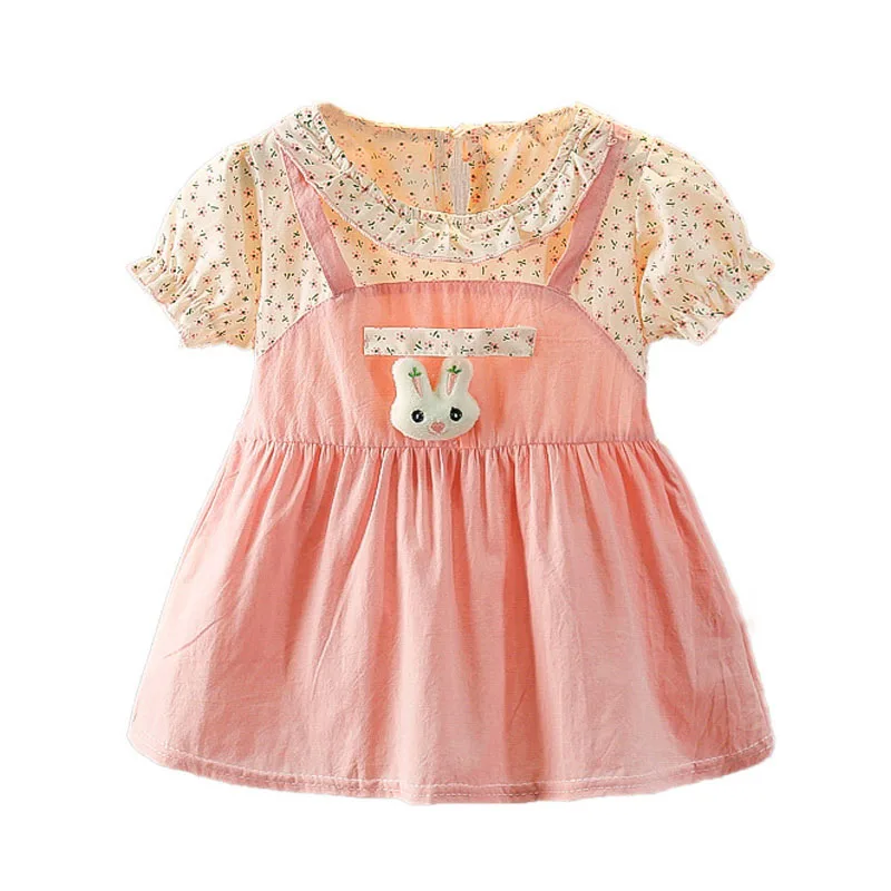 1-4Y Summer Toddler Girl Dress Cartoon Rabbit Birthday Princess Costume Baby Girl Clothes Children Casual Infant Oufit A1089