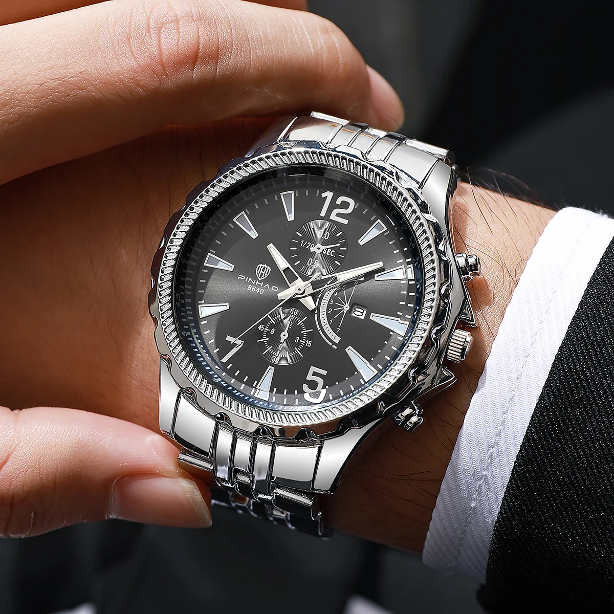 

Прочные спортивные часы-хронограф для мужчин | Синий/черный/золотой циферблат | Ремешок из нержавеющей стали | Повседневные и туристические кварцевые наручные часы