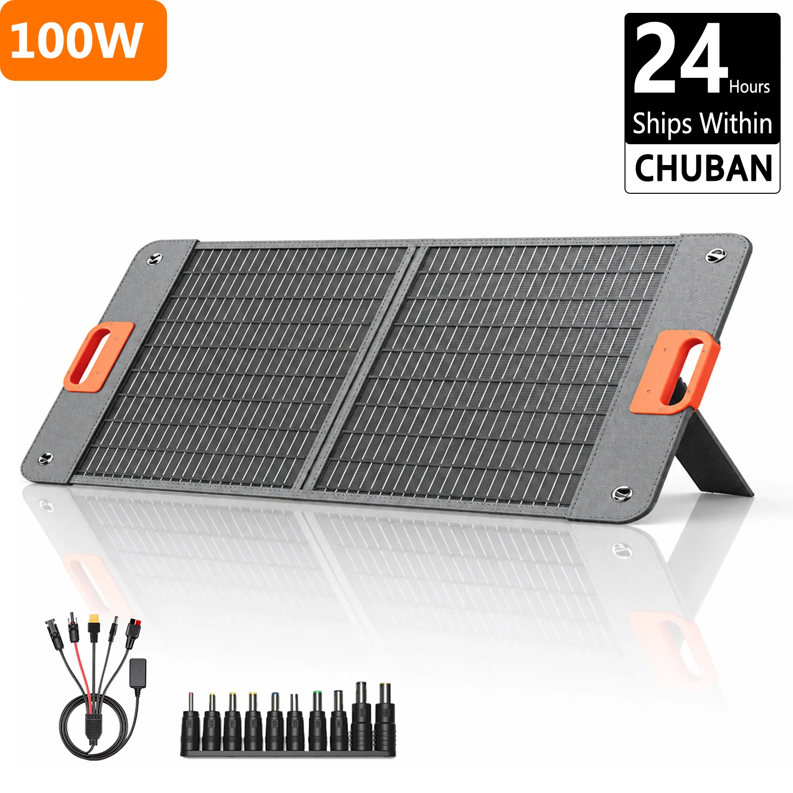 Pannello Solare Pieghevole da 100W, Caricatore Solare Portatile per Generatori Solari, Campeggio all'Aperto, Viaggi, Powerbank