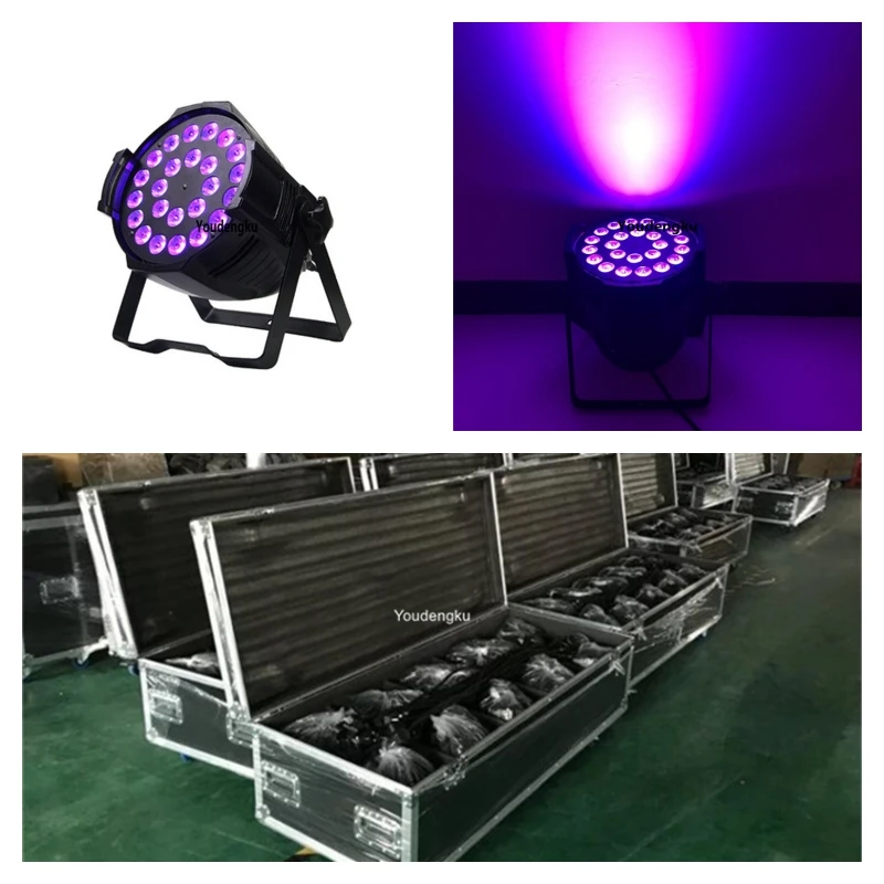 

8 штук светодиодных прожекторов Par Light с RGBWA UV, в кейсе, для сцены, свадеб, 24x18W 6in1, DMX, для использования внутри помещений