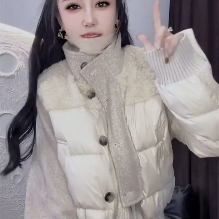 

Новая зимняя мягкая хлопковая куртка для женщин с шелковым наполнителем, комбинированная, утепленная, теплая, свободного кроя в корейском стиле