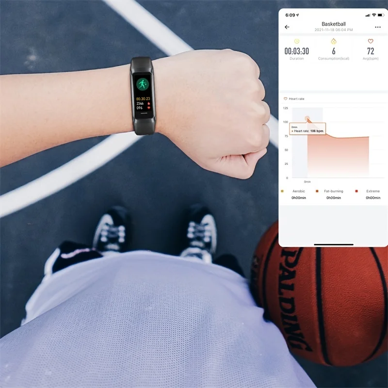 ساعة ذكية، شاشة مراقبة معدل ضربات القلب 24/7، تتبع داخلي وخارجي، مراقبة النوم، 5 أجهزة الصراف الآلي مقاومة للماء