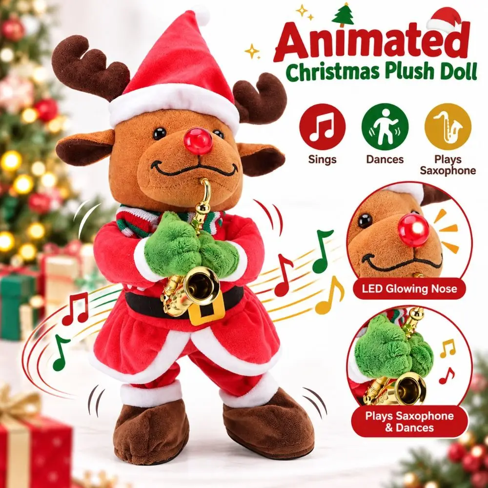 Swinging Motion Animated Christmas Battery Powered Cotton Filling Christmas Musical Festive Dancing Christmas
