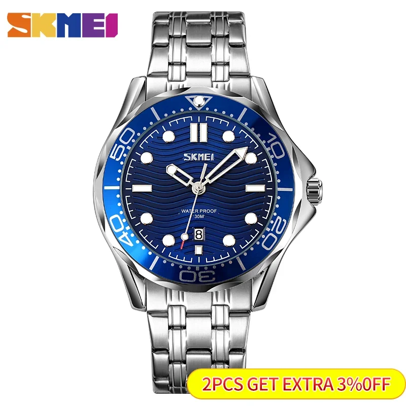 Skmei Three Dimensional Texture Dial Wristwatch Fashon Date Time Clock Male Reloj Hombre Japan Quartz Movement Men Watches 9276