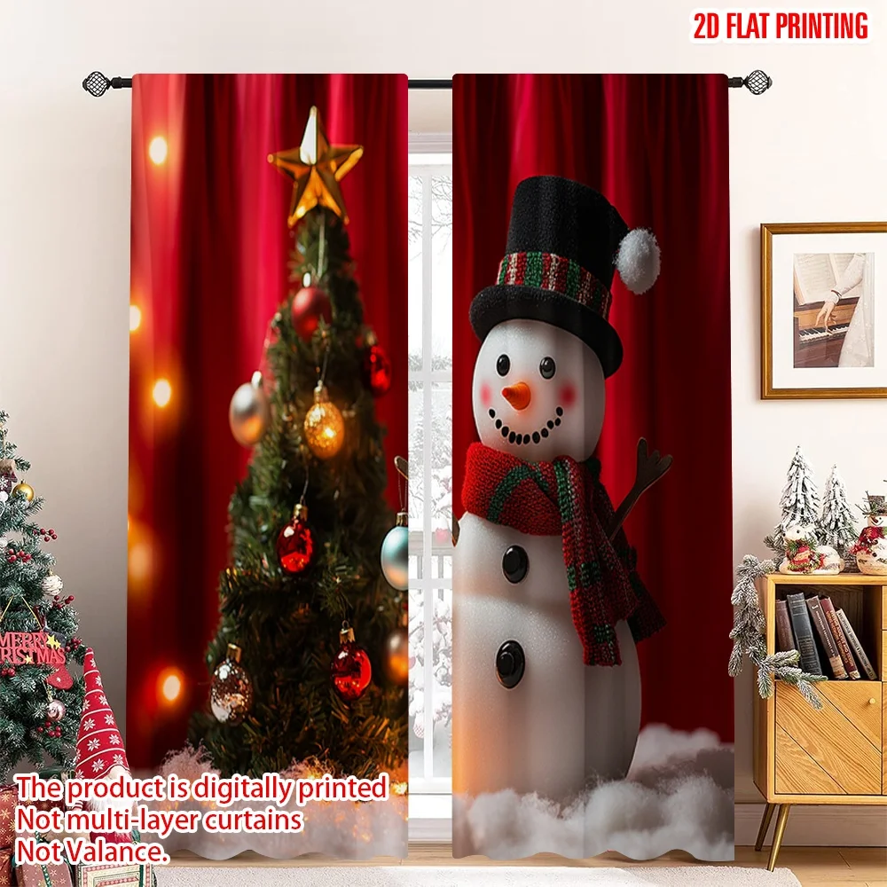 

2pcs 2D flat printing Merry Christmas Popular Drapes cute snowman Christmas tree_j (3) Polyester Without Electricity Party &