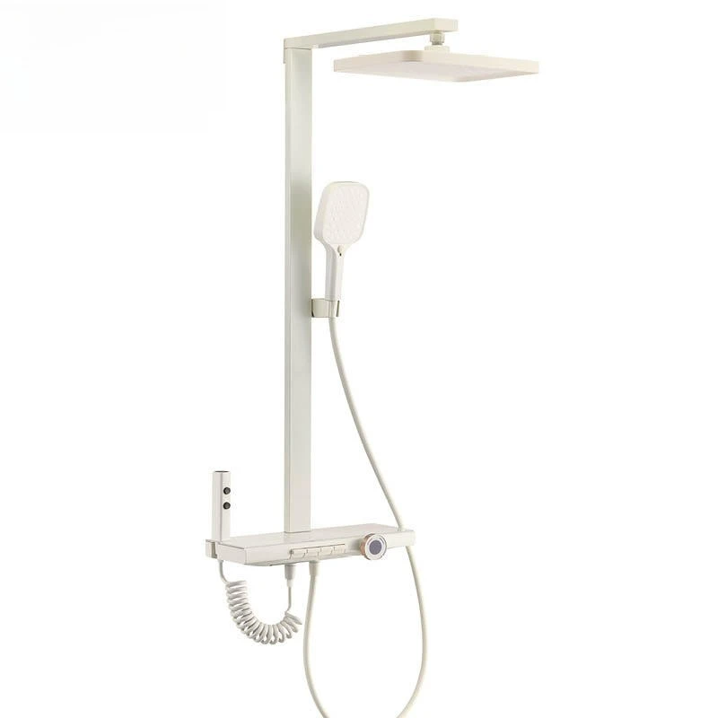 

Digital ambient light shower shower set, waterfall water shower milk white flat tube