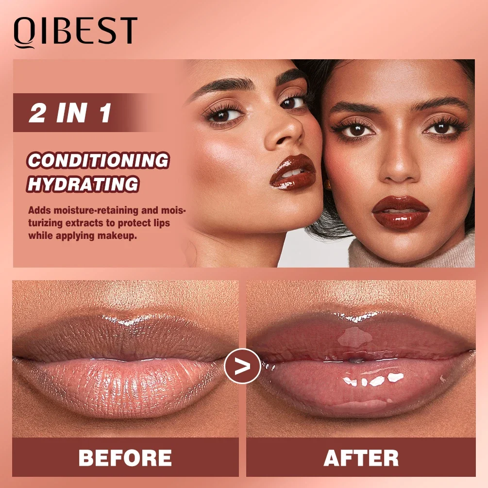 QIBEST Watery Crystal Clear Jelly Lip Oil Lip Balm Moisturizing And Smoothing Lip Lines Pout Lip Gloss Glass Makeup Lip Tint
