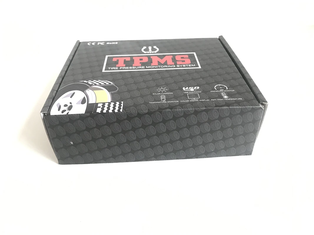 DERSHSENG TPMS Tire Pressure Monitoring System With 2 External Sensors Temperature Alarm USB Charging LCD Display Waterproof