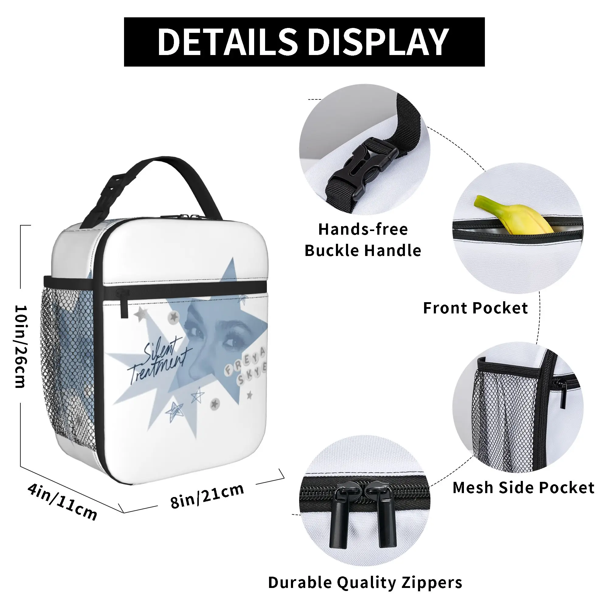 Freya Skye Lunch Bag Silent Treatment Retro-Lunchbox für Kinder, Reisen, praktische Kühltasche, Thermo-Tragetasche, Handtaschen – Detail 6