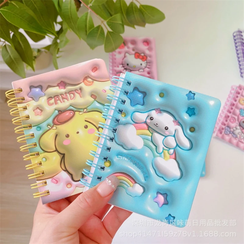 24Pcs Sanrio Note Book Hello Kitty Kuromi Cinnamoroll Portable Notebook Coil Book Student Children's Gift Stationery Wholesale