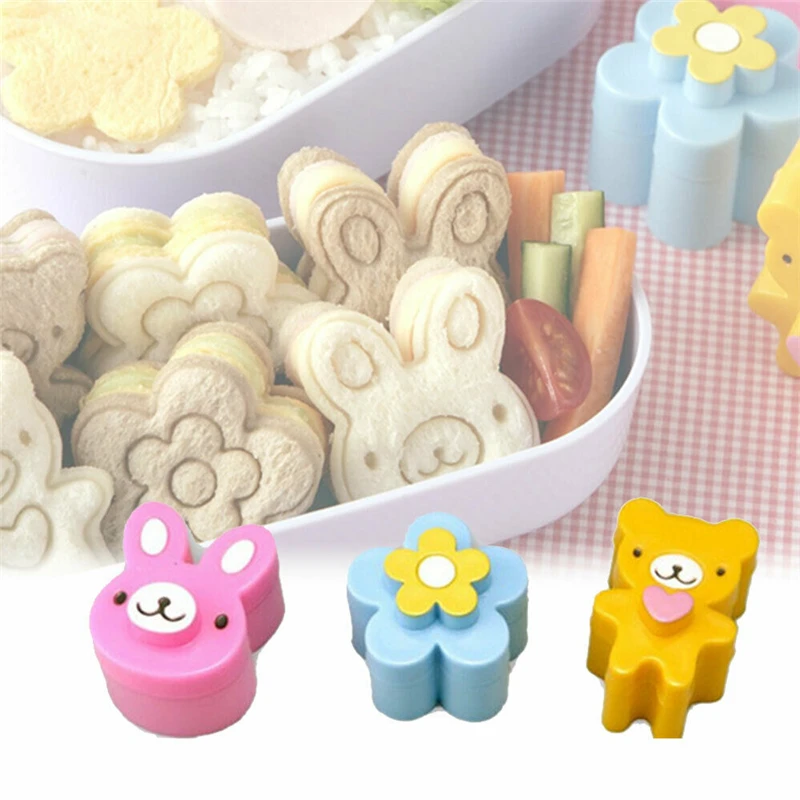 3Pcs Cartoon Animals Sandwich Mold DIY Moulds Cutter Bread Toast Cookies Biscuit