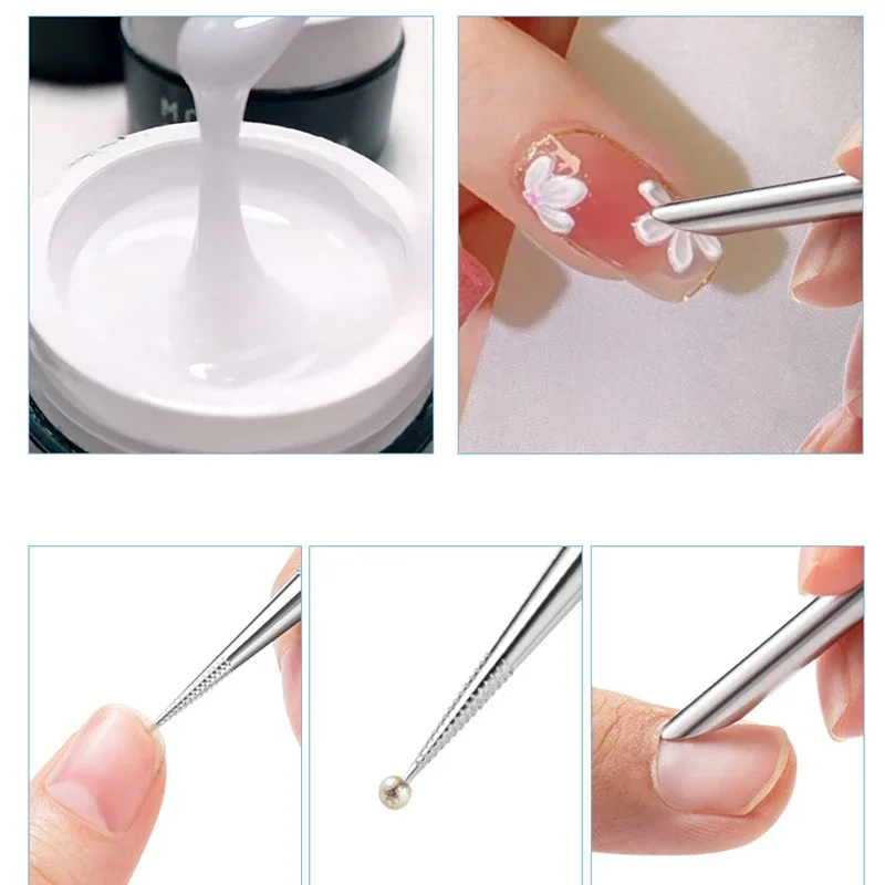 Empurrador de cutícula dupla, aço inoxidável, ferramentas de arte manicure, removedor de unhas, varas, 1 pc