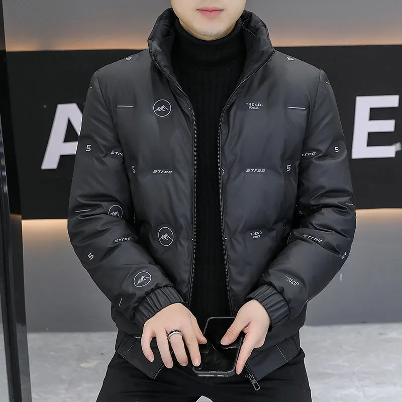 

Men's Baseball Collar Thiened Cotton Jaet Winter Faion Brand Warm Coat Stand Collar Long Sve ort Length Zipper Clo...