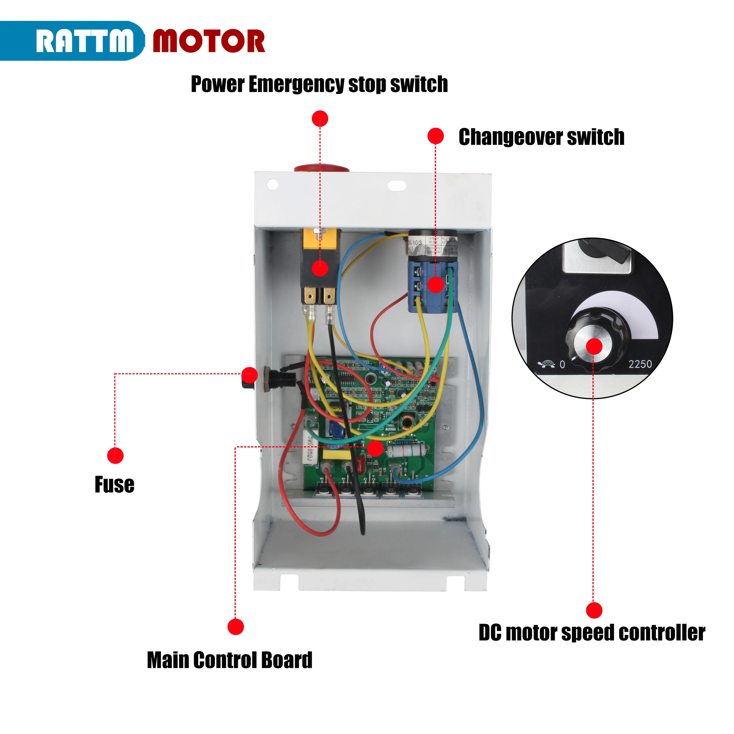 Kotak Kontrol Listrik Kecepatan Bubut 550W CJ0618 Kit Pengendali Bubut Papan Sirkuit Dudukan 110V 220V dengan E-stop