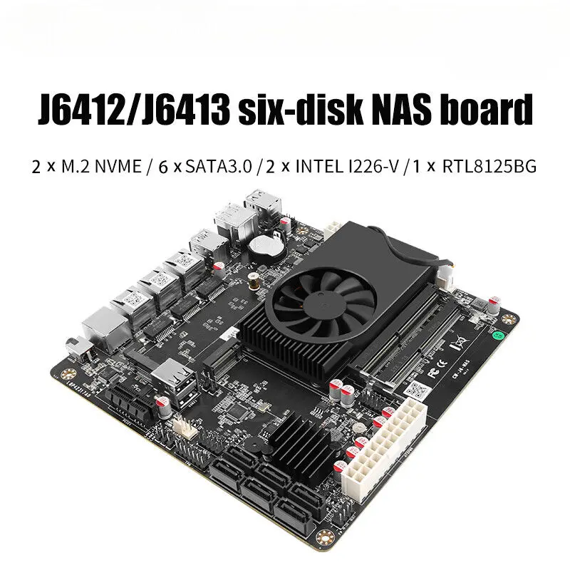 J6413 J6412 Motherboard 2*i226-V 1*RTL8125BG 2.5G LANs ITX Soft Router Mainboard