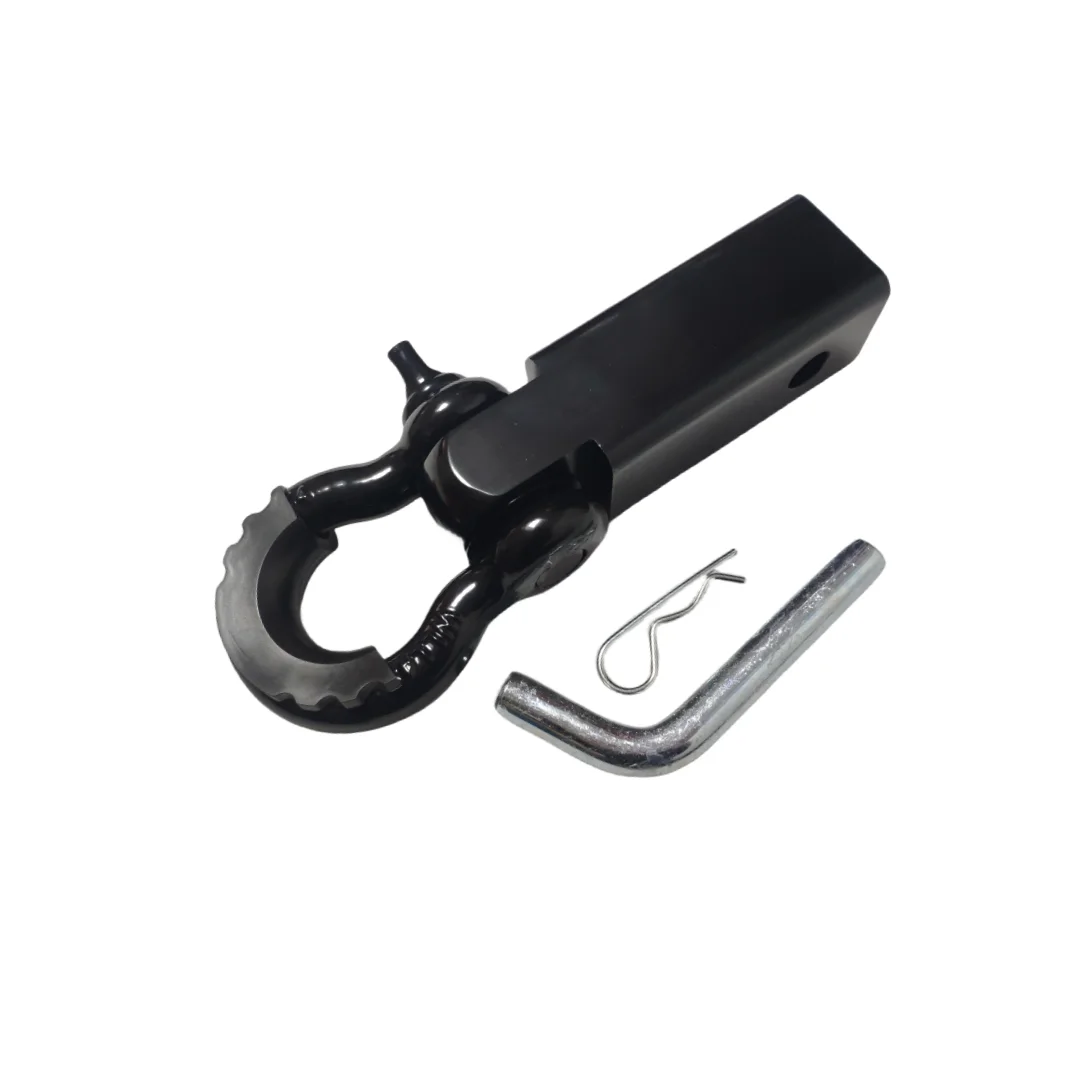 18000 Lbs 2 inch Shackle   Receiver trailer hitch hook receiver with 3/4  D Ring shackle and rubber isolator