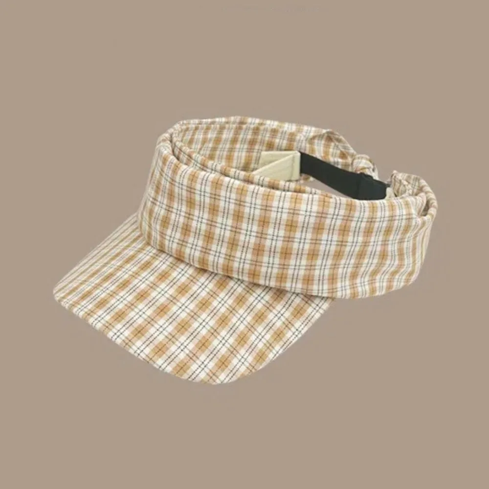 Topi Jilbab Tali Kotak-kotak Baru Topi Bisbol Dapat Disesuaikan Perlindungan UV Topi Matahari Sejuk Musim Panas