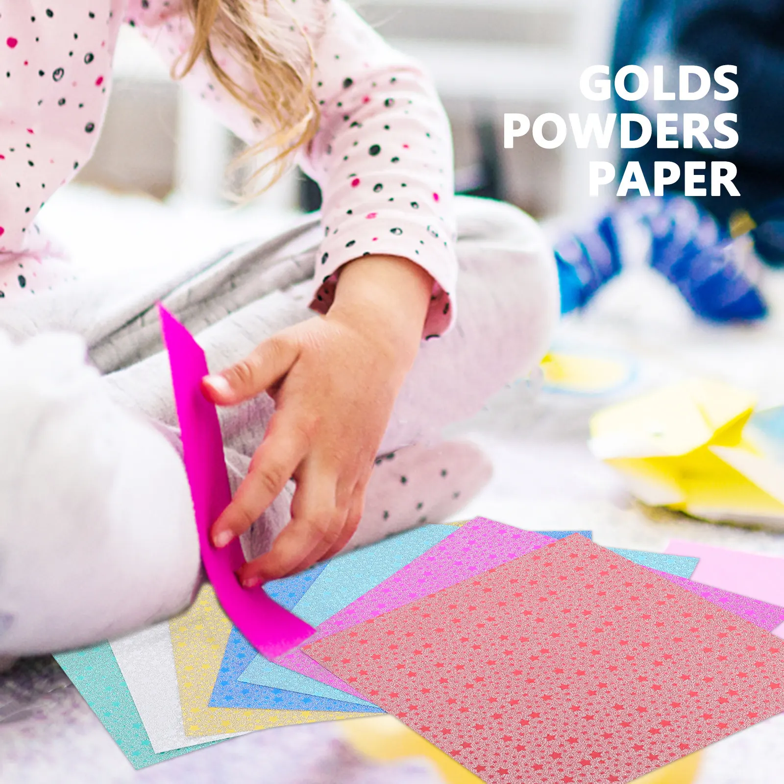 28Pcs Colorful Iridescent Folding Paper Square Shiny Glitter Craft Sheets for Kids Creativity Development DIY Decoration