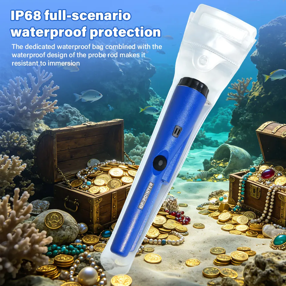360 Degree Scan Handheld Metal Detector Pinpointer Waterproof Anti-scratch Probe for Treasure Hunting