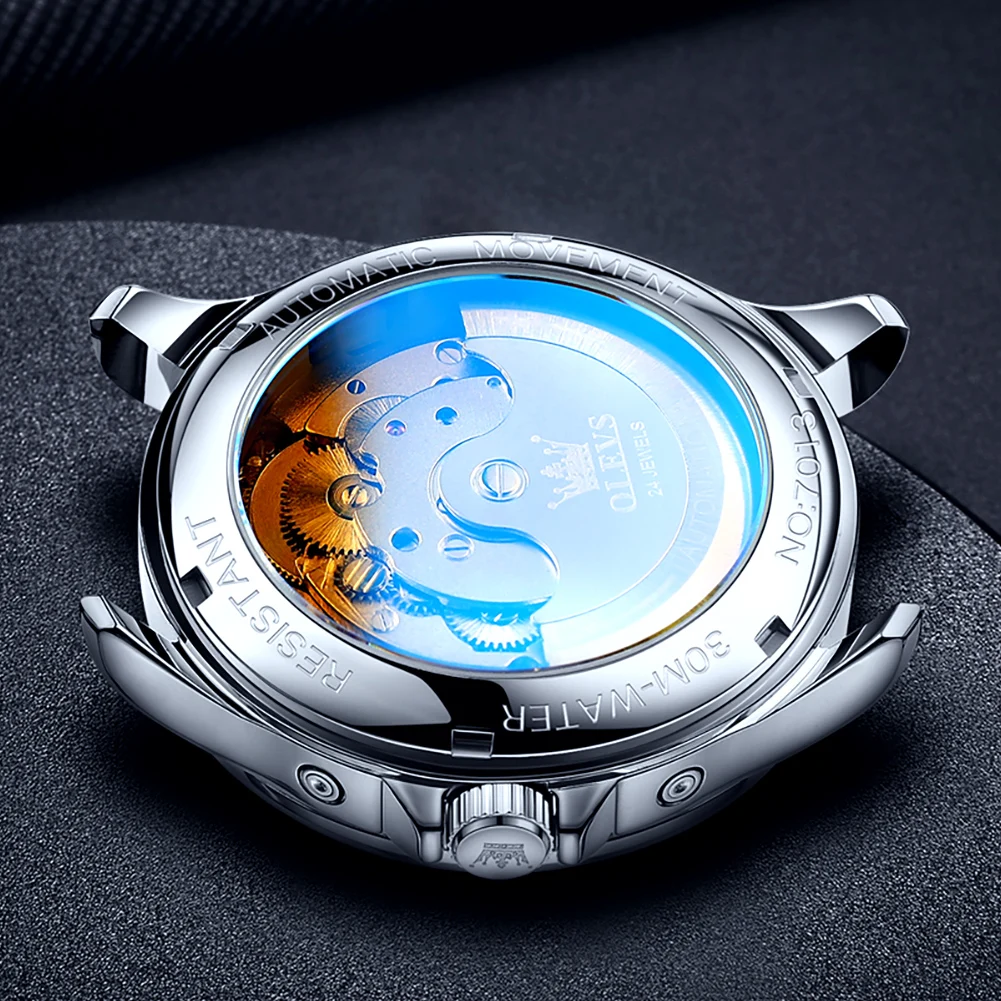 OLEVS Top Brand Luxury Multifunctional Mens Watch Waterproof Fashion Hollow Out Automatic Mechanical Watches Relogios Masculino