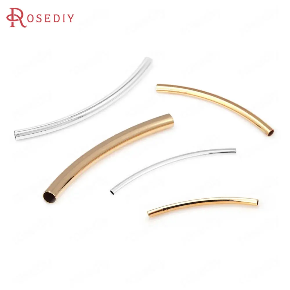 

20PCS 25MM 30MM 35MM 18K Gold Color Brass Smooth Arcuated Bracelets Tube Jewelry Making Supplies Diy Findings Accessories