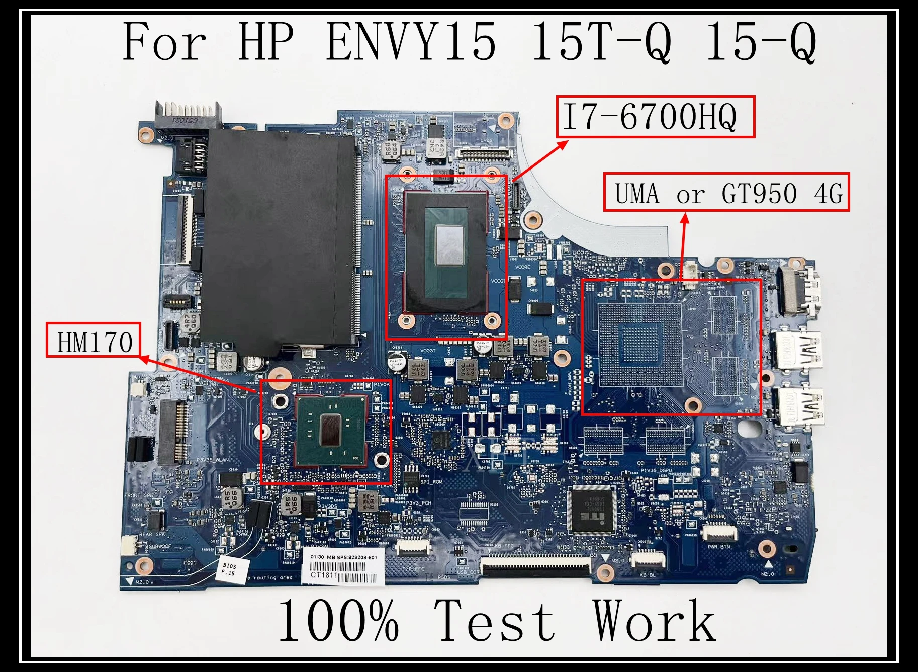 

Материнская плата для ноутбука HP ENVY15 15-Q 15T-Q DDR3L HM170 I7-6700HQ CPU UMA или GT950M 4G GPU 829209-601 829210-601 100% тестовая работа