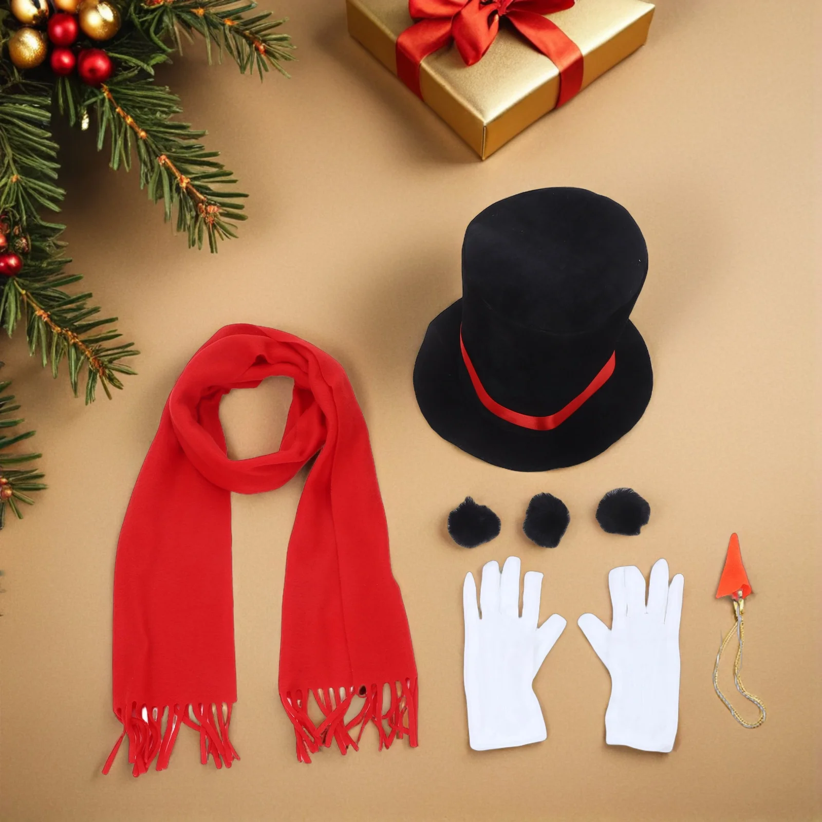 1 ensemble de costumes de bonhomme de neige pour, Kit de déguisement de bonhomme de neige doux avec chapeau écharpe, déguisement de jeu de noël, utilisation pour événements