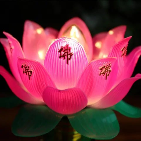 Buddhism Lotus Lamp Exquisite Veilleuse Solemn Buddhist Ceremony Worship Buddha Lamp Buddhist Temple Decoration
