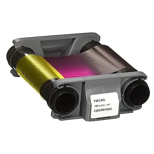 شريط شريط لاصق من YMCKO ، متوافق مع طابعات Evolis Badgy ، ccgr0100c ، والصور من Evolis Badgy