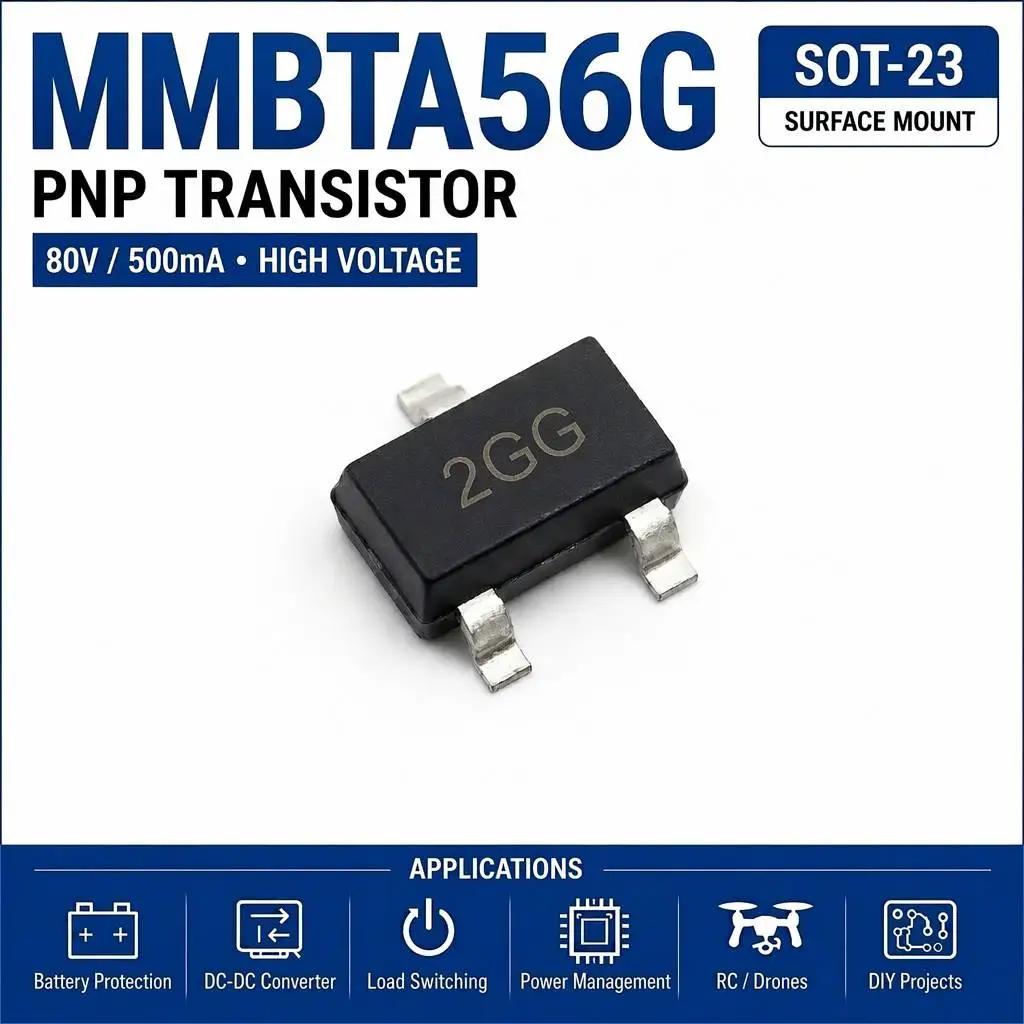(100 pcs) MMBTA56G-AE3-R MMBTA56G SOT-23 (Marking 2GG) - PNP Transistor -80V -500mA 100MHz 350mW