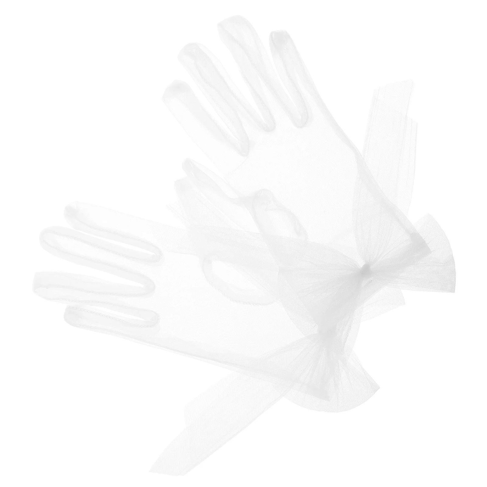 Gants de mariage en dentelle, 1 paire, avec perles blanches, Accents de fleurs, courts en Tulle, accessoires de printemps