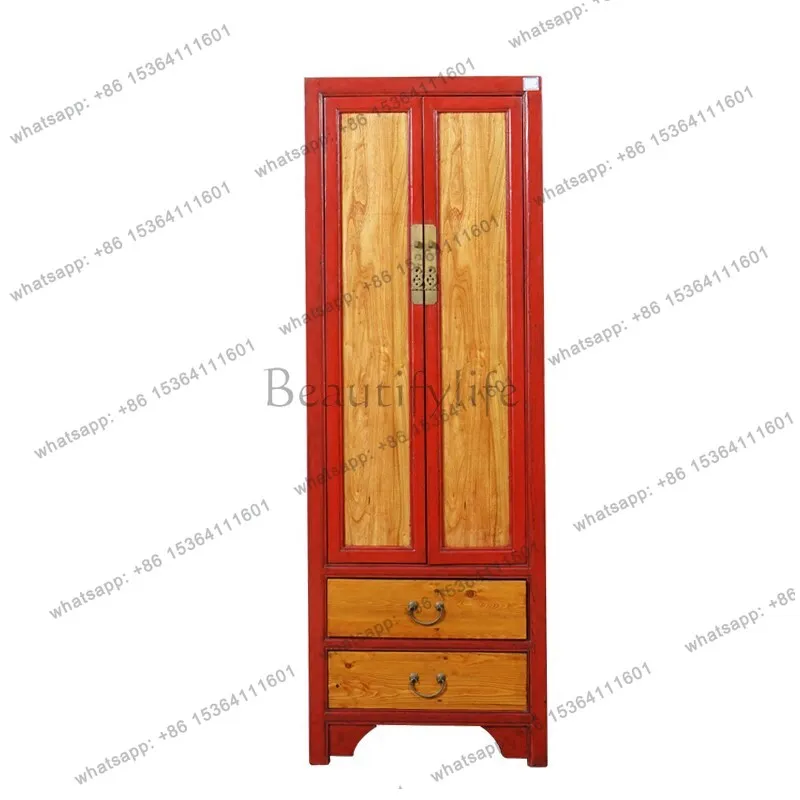 PG New Chinese Solid Wood Antique Wardrobe Home Bedroom Club Furniture Storage Storage Decorative Cabinet