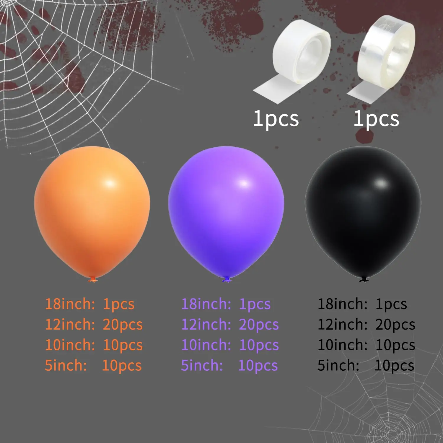 Halloween Party Balloons Garland Arch Kit Black Purple Orange 125pcs Latex Balloon for Halloween Theme Birthday Party Decoration