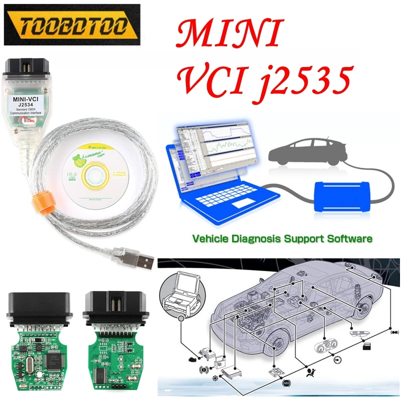 NEW Auto Scanner OBD2 Car Diagnostics Cable Stable For Toyota MINI VCI J2534 V18.00.008 Latest Version FTDI FT232RL FT232RQ Chip