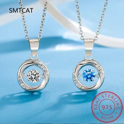 0.5CT Sparkling Dancing Moissanite Mobius Pendant Necklace for Women Wedding Party Gift 925 Sterling Silver Fine Jewelry MSN014