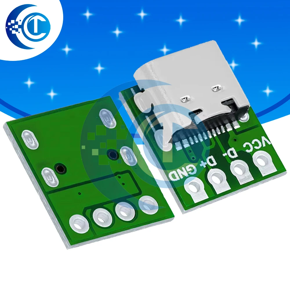 16‑Pin USB3.1 Type‑C PCB Test Socket Connector, 1/5/10 Pack Cable Test Adapter