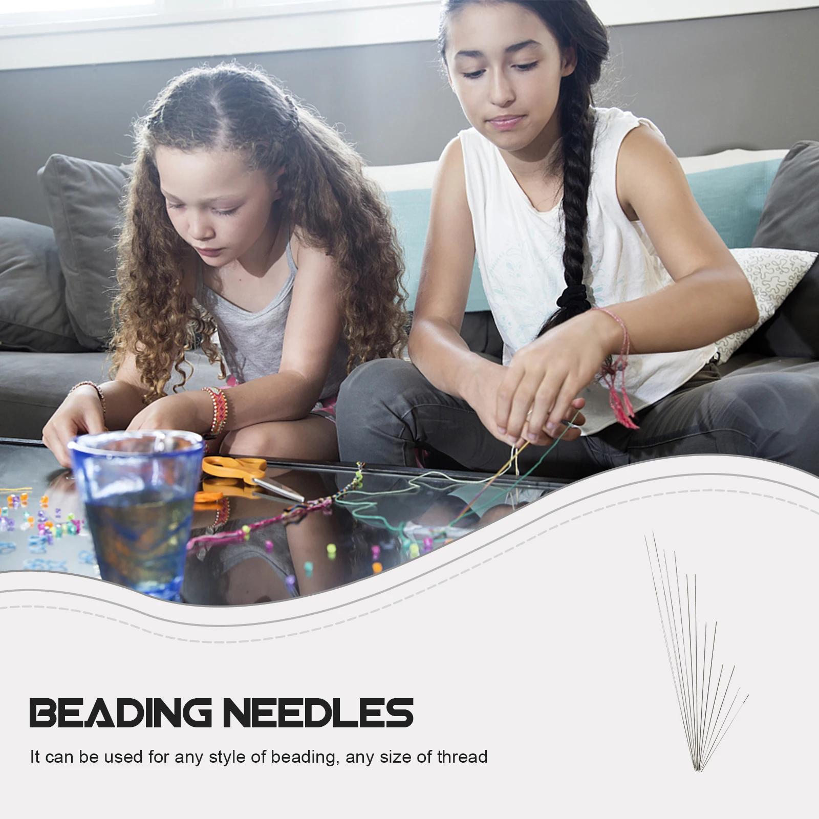 

12 Pcs Big Eye Beading Needle Large Hole Collapsible Needles Silver Alloy DIY Threader Stitching Embroidery Tool Bead