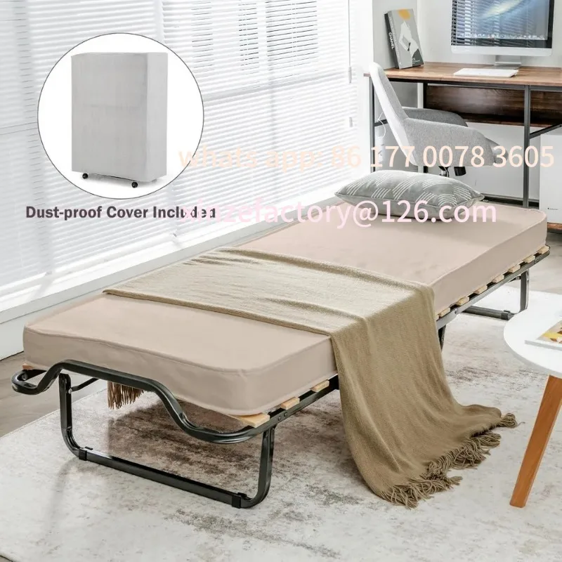 Customizable Folding Bed with Memory Foam Mattress, Small Single Size Guest Bed with Sturdy Metal Frame