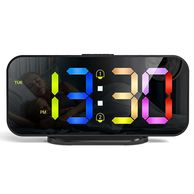 LED Clock Desktop Square Clock Alarm Clock fashion English Version