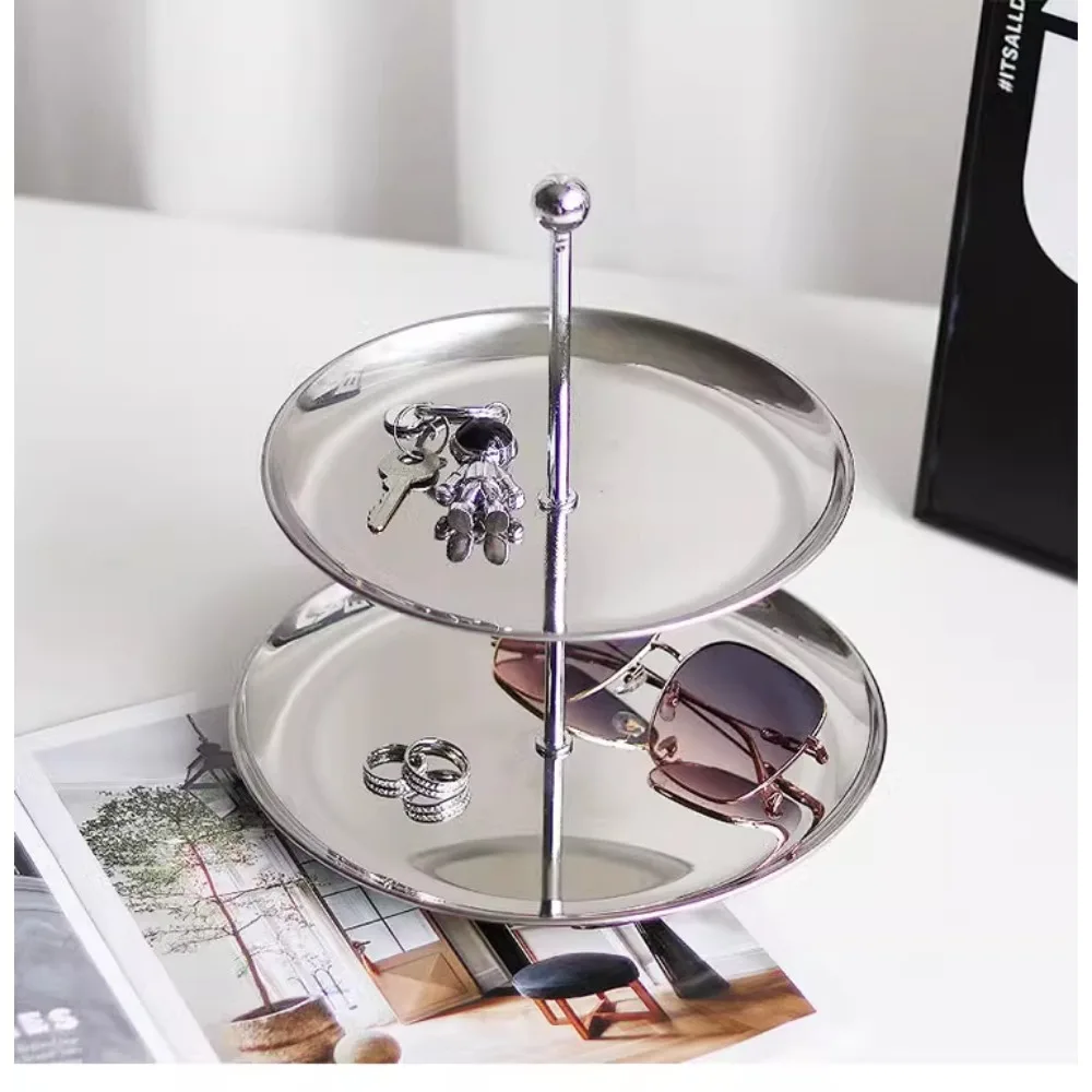 Nordisches Mehrstöckiges Edelstahl-Regal Snack- und Obstteller Desktop-Schlüsselaufbewahrungstablett Restaurant-Tablett Wohnzimmer-Präsentationsregal Deko – Detail 9