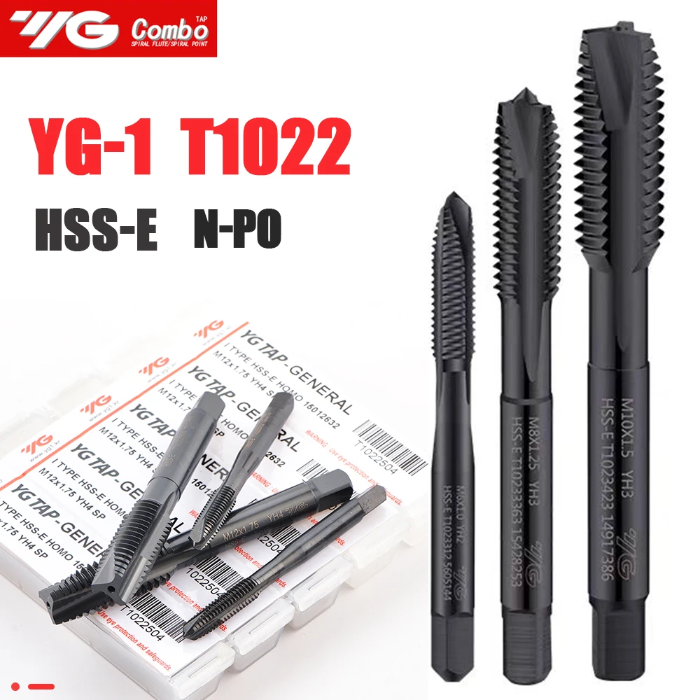 YG-1 HSS-EX T1022 N-PO M2 M2.5 M3 M4 M5 M6 M8 M10 M12 M14 M16 M20 Processing Metal Tap Straight groove Taps For Multi Purpose 