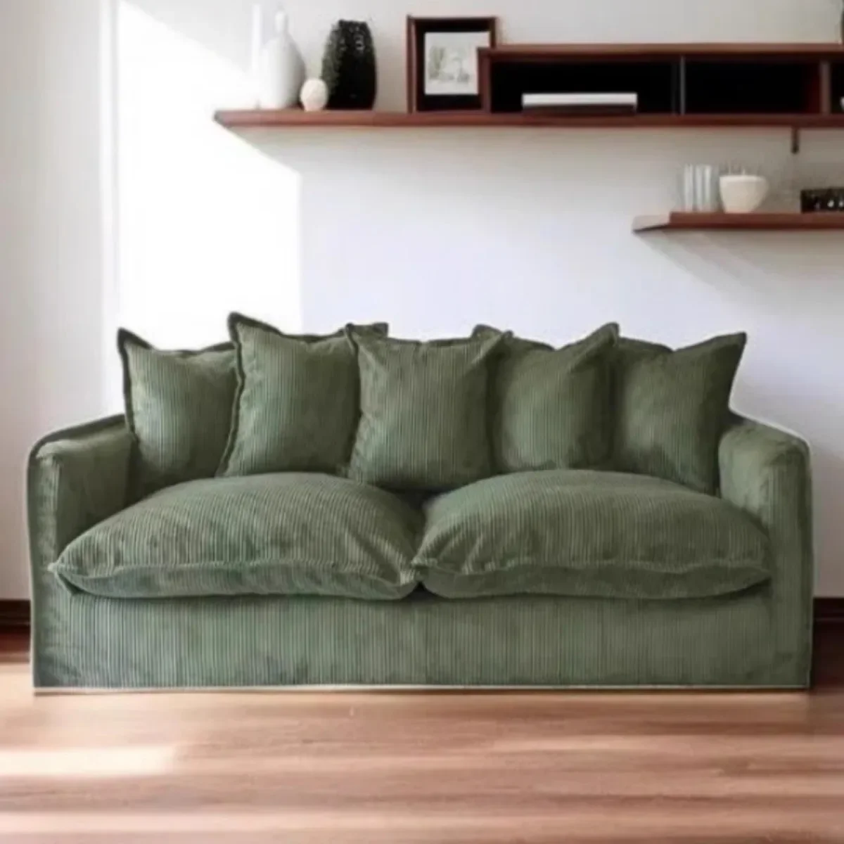 French retro corduroy fabric sofa Nordic modern simple size apartment living room fully dismantled and washed bed and breakfast