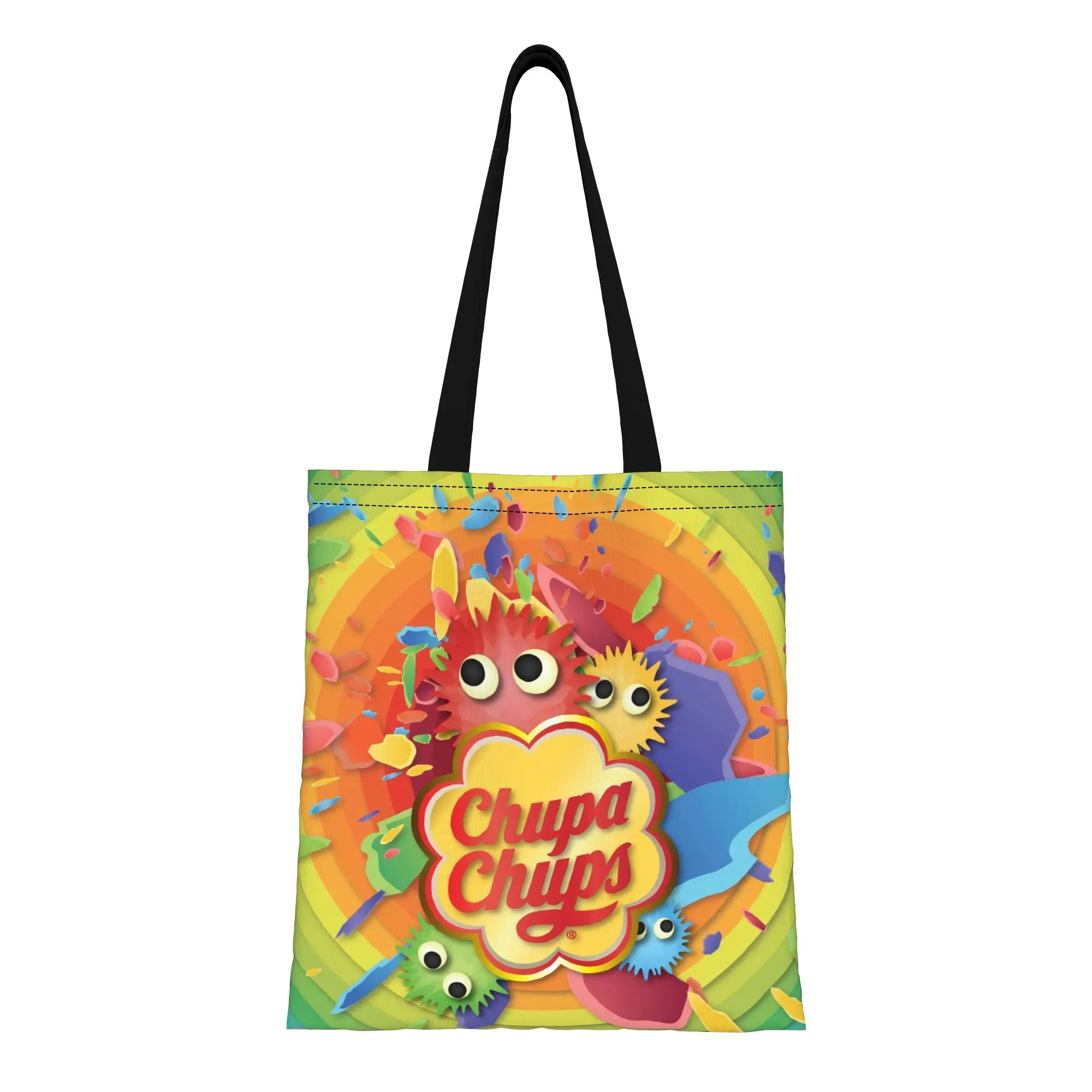 FUN 39 Chupa Chups Canvas Tote Bag Perfect for Shopping Women's Top-Handle Bags